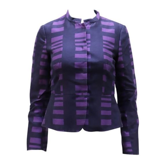 MAX MARA Suit (Jacket+Skirt)  Geometric Pattern Peplum in Purple - Picture 1 of 8